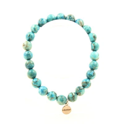 Steine Und Mineralien. Armband Mit Türkisperlen Aus Südafrika 8 Mm. Hergestellt - Bild 1 von 4