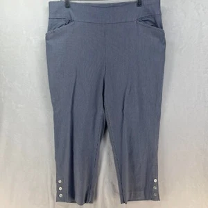 Pantalone donna Chico's a righe pull on Capri taglia 2,5 (L/14) blu e bianco - Foto 1 di 9