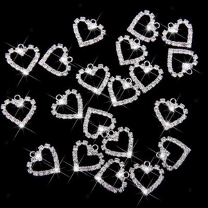 20x Heart Shape Rhinestone Crystal Pendants Charms for Jewelry Making Crafts - Picture 1 of 12