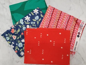 Fabric Quilting Craft Four Pieces Seeds Flowers Bananas Fruit Multicolor - Picture 1 of 5