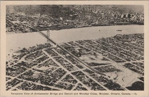 Ambassador Bridge Detroit Michigan Windsor Ontario Aerial postcard D780 - Picture 1 of 2