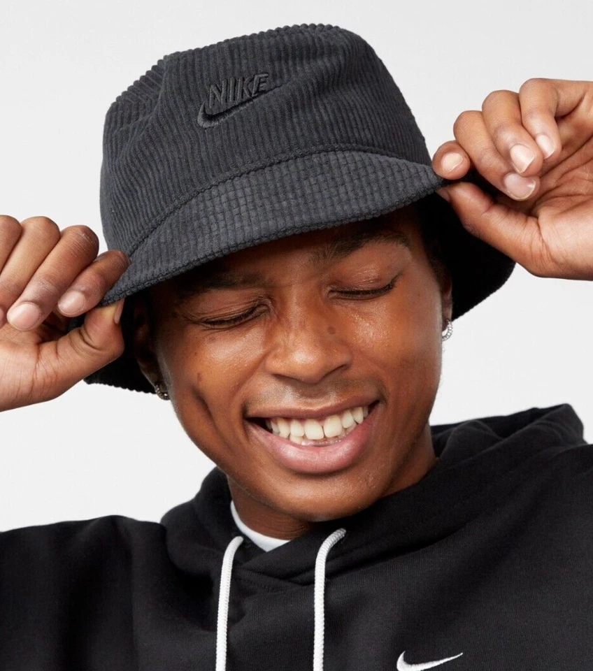 Nike FB5385-010 Apex Corduroy All Black Bucket Hat Cap Unisex Adult S