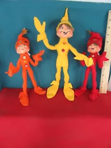 Muñecas Pixie Annalee 9" y 12" Otoño Elfo - Juego de 3 - Naranja Amarillo y Rojo 2008 - Imagen 1 de 6