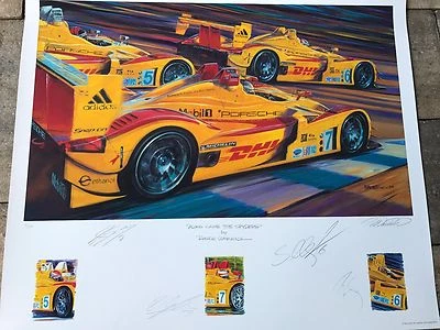 PORSCHE RS SPYDER PRINT, DHL PENSKE, SIGNED BY DUMAS, MAASSEN,BERNHARD,LONG - Image 1 of 4