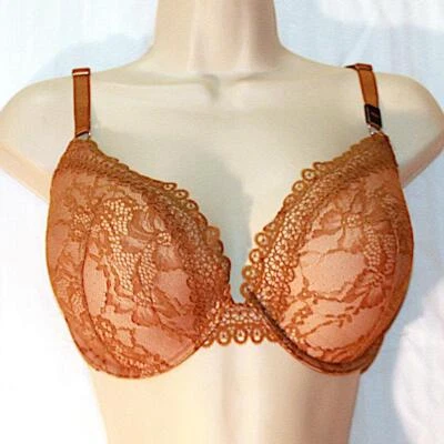 Sutiã Victoria's Secret muito sexy push-up 36DDD *Renda dourada bronze* NOVO! Folga - Imagem 1 de 2
