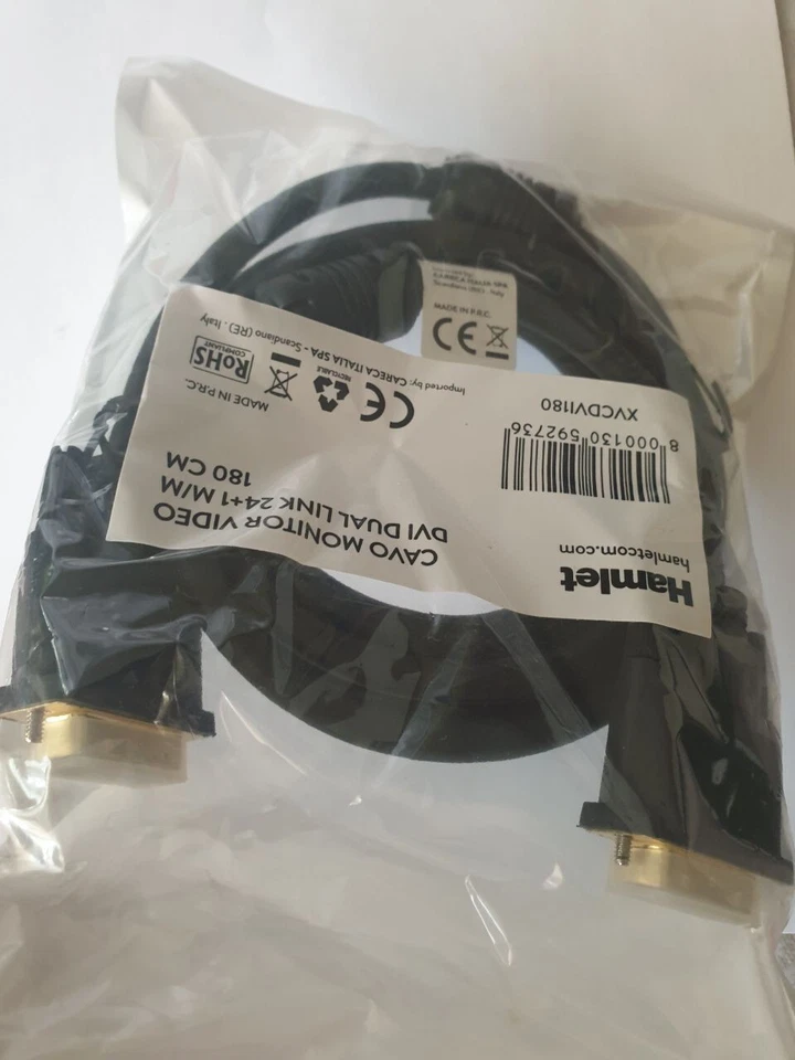Cavo Monitor Video DVI Dual Link (24+1) M/M 180 cm HAMLET - Immagine 1 di 1
