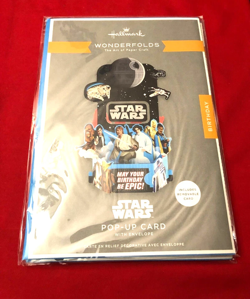 3D Pop-Up STAR WARS B-DAY Greeting Card Hallmark Paper Wonder LIGHT & MUSIC