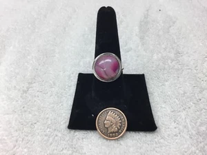 STERLING RING DRAGON VAIN AGATE sz.9 - Picture 1 of 3