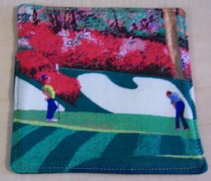 AF0856 HANDMADE BY SELLER COASTER SETS Christmas Golf Roses MUG MAT RUG 5" CLOTH - Picture 1 of 14