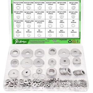 508PCS Rondelle Parafango per Viti e Bulloni,Kit Assortimento Rondella Parafango 304 S... - Foto 1 di 3