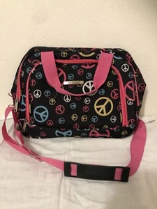 Used Rockland Small 14” Carry On Bag Tote Peace Sign Shoulder & Hand Straps - Picture 1 of 7