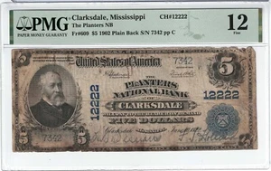 1902 $5 PB THE PLANTERS NATIONAL BANK OF CLARKSDALE MISSISSIPPI MS - 7342 12222 - Picture 1 of 2