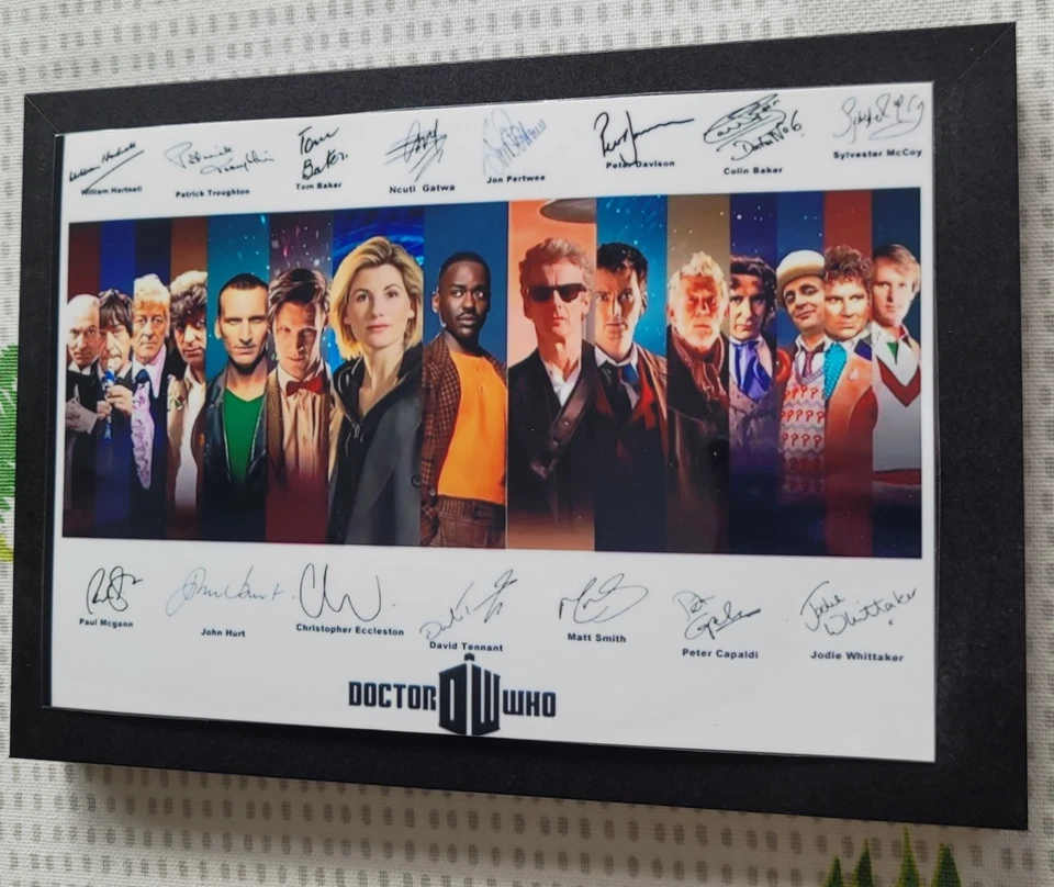 'DR WHO THRU THE 60 YEARS COLLAGE' PHOTO A6 SIGNED RARE FRAMED LTD ED £7 WOW - Image 1 of 1