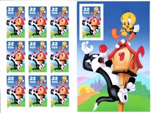 Scott#: 3204 Sylvester & Tweety Bird Pane of 10x32¢ 1998 Stamps - Lot 6 - Picture 1 of 2