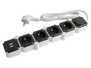 Steckdosenleiste, GT-WSL-01-F, 4-fach, Schaltbar, USB, weiß/schwarz - Bild 1 von 5