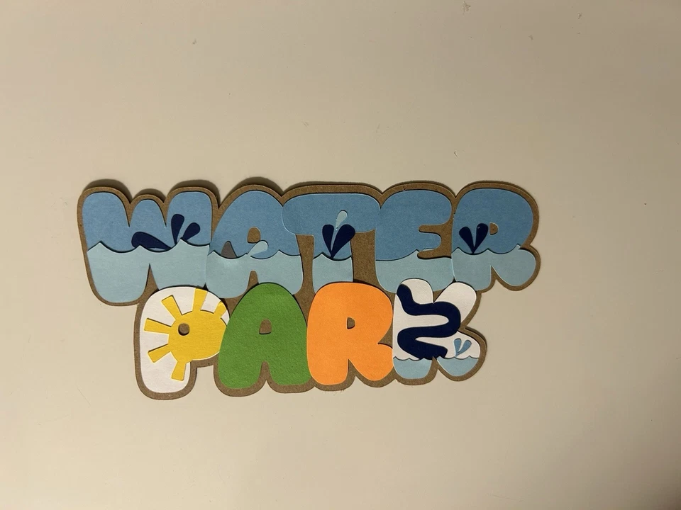 Water Park Scrapbook Title Handmade Paper Pieced Die Cut Pool Swimming - Image 1 of 3