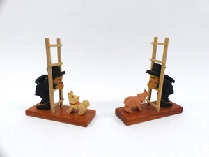 Emil Helbig statua in legno spazzacamino con cane punta e maiale Monti Metalliferi - Foto 1 di 14