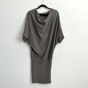 Vestido All Saints 6 Mini Suéter Tejido Capucha Cuello Drapey Elgar Taupe - Imagen 1 de 8