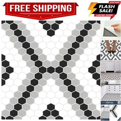 Azulejos de piso Leyton Peel & Stick, negros Foto 1 de 4