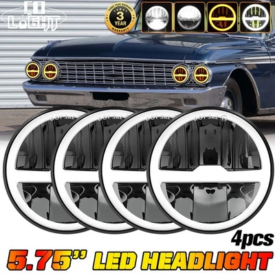 Actualización de faros LED redondos de 5,75" 5-3/4 pulgadas para Ford Galaxie 500 1962-1974 4 piezas Foto 1 de 4
