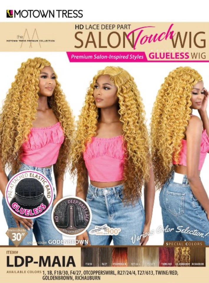 Beautiful 30 Inch Motown Tress Side Part Water Wave Wig 613/27 - Image 1 of 4