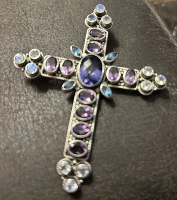 Colgante Cruz Filigrana Multi Gema Plata Esterlina 925 Diseñador Nicky Butler Nuevo en Caja Foto 1 de 4