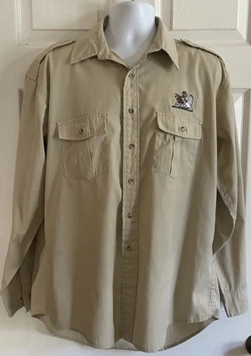 Vtg Staffords Long Sleeve Button Beige Embroidered Pheasant?/Bird/Duck? Mens XL - Image 1 of 4