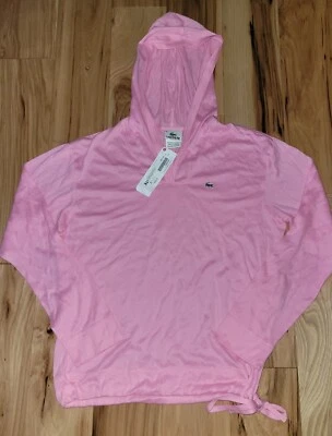 NUEVO CON ETIQUETAS Izod Rosa Sudadera con Capucha L/S Camiseta Golf Tenis Atado Parte Inferior Talla 40 u 8 fondo atado Foto 1 de 4