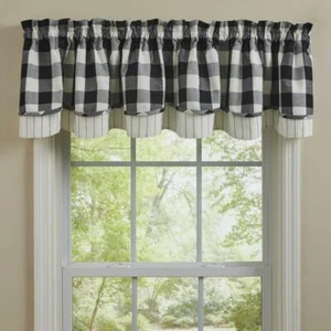 WICKLOW Black & Cream Lined Layered Valance Buffalo Check by Park Designs - Picture 1 of 1