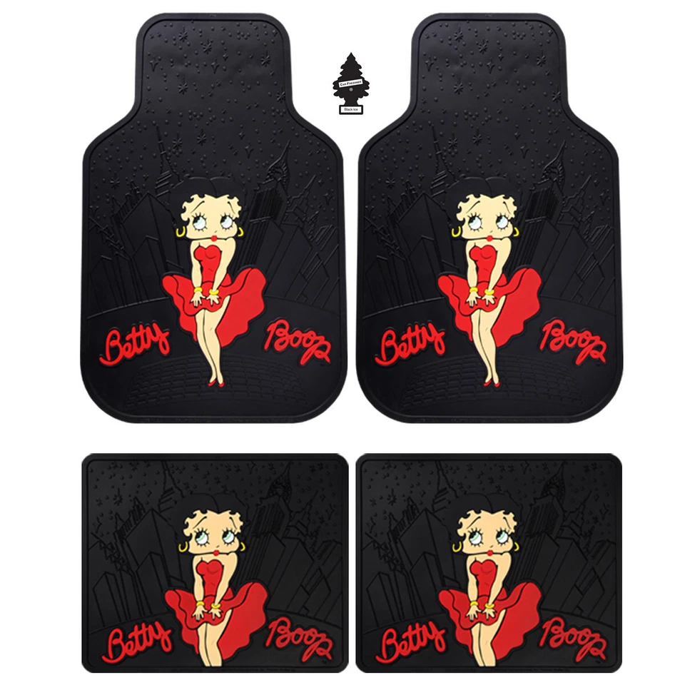 Nuevo juego de alfombrillas de goma delanteras traseras Betty Boop para Nissan de 4 piezas Foto 1 de 4