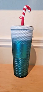 Starbucks 2023 Disneyland Resort Holiday Christmas Tumbler Candy Cane Straw New - Picture 1 of 8