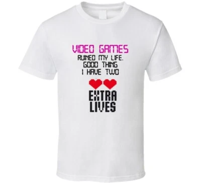 Videojuegos arruinados mi vida buena cosa tengo dos vidas extra divertido jugador regalo T  Foto 1 de 4