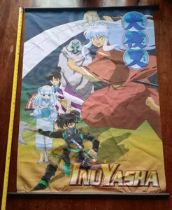 2004 Inuyasha Hanging Scroll Fabric Banner Colorful Japanese Manga - Picture 1 of 5