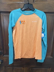 Columbia Kid's XL 18-20 Little Mini Breaker Printed L/S Sunguard peach mint - Picture 1 of 6