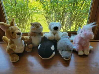 Ganz Webkinz Plush Stuffed Animals no codes Dolphin, Orca, Polar Bear, kangaroo  - Image 1 of 4