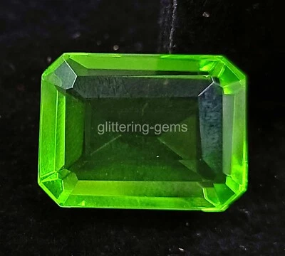 Top Quality 16.00 Ct Certified Green Moldavite Emerald Shape Loose Gemstone 4AUY - Image 1 of 4