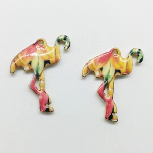 Flamingos charms pendants jewelry DIY for bracelet necklace earrings 24*19mm - Picture 1 of 9
