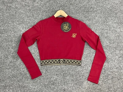 Camisa Siksilk para mujer 2 camisetas cortas roja manga larga seda sik Reino Unido:6 N279 Foto 1 de 4