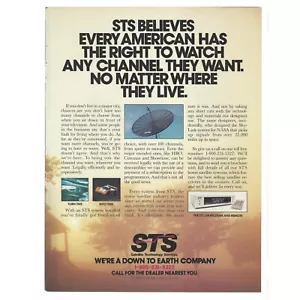 "Stampa satellitare STS annuncio 1986 vintage anni 80 retro tecnologia TV via cavo 8x11"" - Foto 1 di 1