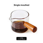 Single Double Spout Espresso Coffee Shot Glass With Wood Handle Measuring Cup