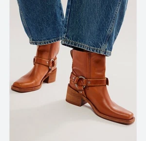 Stivali Free People We The Free Briggs Crop Rider pelle marrone chiaro 38,5/8,5 399 $ - Foto 1 di 16