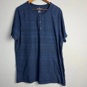 American Eagle Y2K Preppy Seriously Soft Henley T-Shirt Classic Fit Blue XL - Picture 1 of 9
