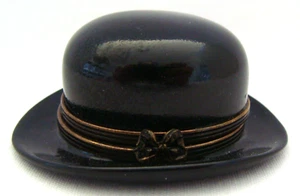 Limoges Francia Bowler Derby Sombrero Forma Bisagras Cubierta Caja Baratija - Imagen 1 de 9