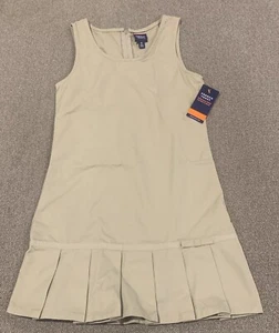 Girls School Uniform Khaki Dress Size 10 French Toast Tan Woven Pleated NWT - Picture 1 of 9