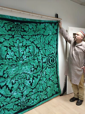 Wandbehang Bettüberwurf Decke Indien XXL Baum Mann grün Keltisch Celtic 210 x240 - Bild 1 von 4