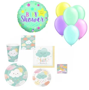 Baby Shower Party Supplies for 16 Gender Neutral Plates Napkins Cups Balloons - Picture 1 of 9