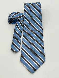NWOT - BROOKS BROTHERS MAKERS SILK MEN'S TIE- BLUE BROWN STRIPE - 59x3.8 CLASSIC - Picture 1 of 4