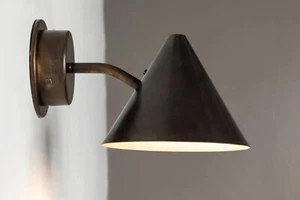 Pair of Mini Tratten Dark Brown Patinated Outdoor Sconces 1950s light - Picture 1 of 13