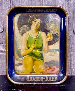 Bandeja para servir publicidad de refrescos “Drink Orange Julep” rara antigua de los años 20 BONITA🔥🔥 - Imagen 1 de 8