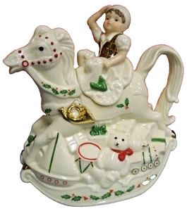 Tetera Lenox For the Holidays Elf & Rocking Horse en caja original sin astillas ni grietas - Imagen 1 de 10
